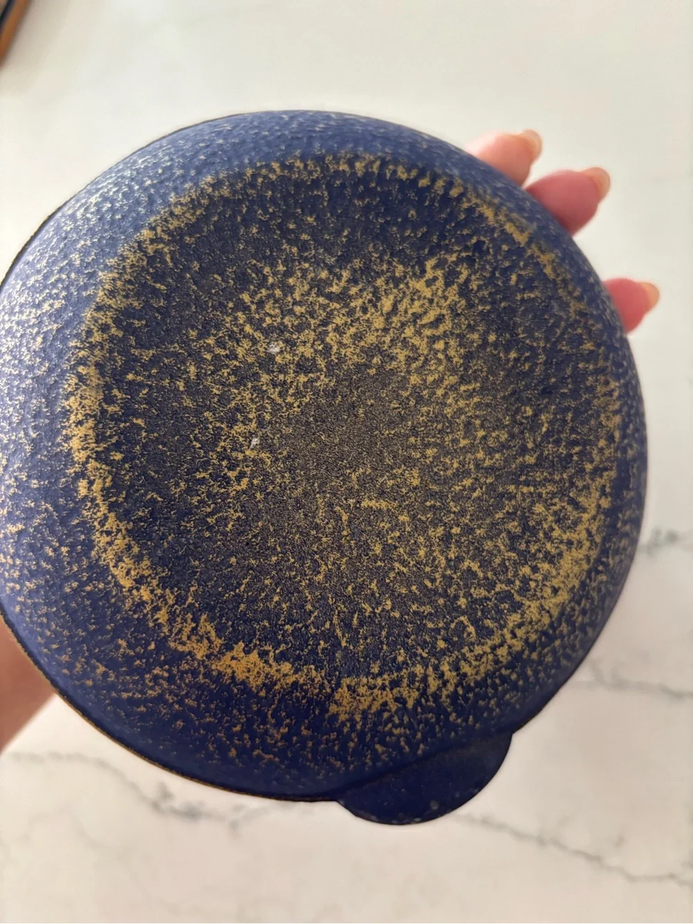 Blue Cast Iron Teapot with Gold Accent - Home Art